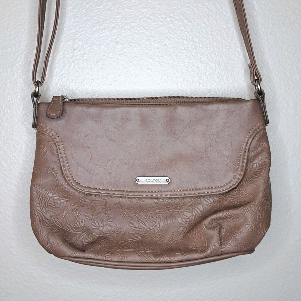 Koltov Crossbody Purse With Many Pockets Adjustable Strap Faux Leather Floral